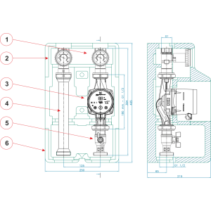 Насосная группа Womix SA 125 - DN 25(1') с изоляцией и без насоса 606 051