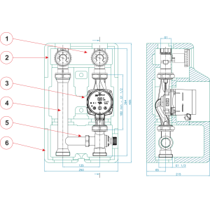 Насосная группа Womix SMTC1 125 - DN 25(1') с изоляцией и без насоса 606 071