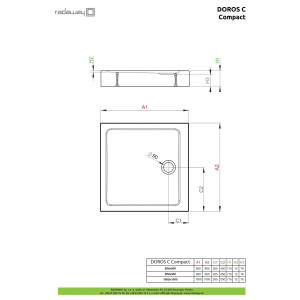 Душовий піддон Doros C Compact 90x90 см, RADAWAY