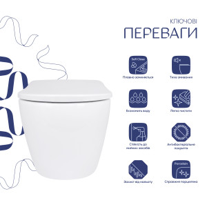 Унитаз подвесной Qtap Robin ML Ultra Quiet 490×365×325 мм, с сиденьем  Soft-close MagLock, White QTROBML26W49621