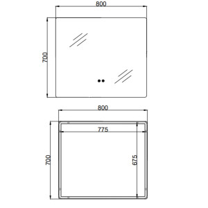 Дзеркало Qtap Taurus (TA2) 800×700 мм з LED-підсвічуванням Touch, з антизапотіванням, з димером, рег. темп. кольору (3000-6500K) QTTAU70070048955