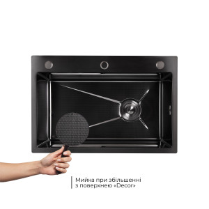 Мойка для кухни интегрированная Lidz Handmade H6845HB Decor Black PVD Honeycomb 3,0/1,0 мм LDH6845HDECBLM49445