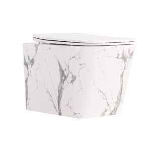 Унитаз подвесной Qtap Tern Ultra Quiet 520×345×325 мм, Marble, с сиденьем Slim Duroplast / Soft-close / Quick Release QTTER26MR49002