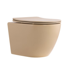 Унитаз подвесной Qtap Robin Ultra Quiet 520×365×340 мм, Beige, с сиденьем Slim Duroplast / Soft-close / Quick Release QTROB26SB48997