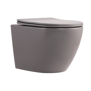 Унитаз подвесной Qtap Robin Ultra Quiet 520×365×340 мм, Stone grey, с сиденьем Slim Duroplast / Soft-close / Quick Release QTROB26SG48996