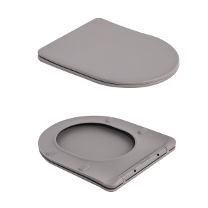 Унитаз подвесной Qtap Robin Ultra Quiet 520×365×340 мм, Stone grey, с сиденьем Slim Duroplast / Soft-close / Quick Release QTROB26SG48996