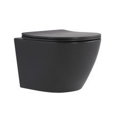 Унитаз подвесной Qtap Robin Ultra Quiet 520×365×340 мм, Anthracite, с сиденьем Slim Duroplast / Soft-close / Quick Release QTROB26AN48995