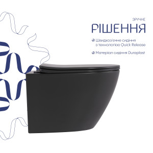 Унитаз подвесной Qtap Robin Ultra Quiet 520×365×340 мм, Anthracite, с сиденьем Slim Duroplast / Soft-close / Quick Release QTROB26AN48995