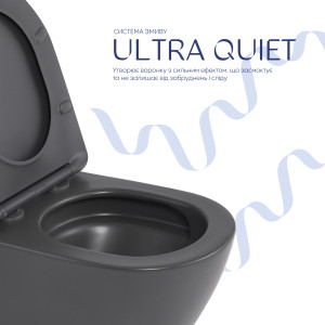 Унитаз подвесной Qtap Robin Ultra Quiet 520×365×340 мм, Anthracite, с сиденьем Slim Duroplast / Soft-close / Quick Release QTROB26AN48995