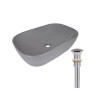 Раковина накладна Qtap Robin 600x390x150 мм, Stone grey, прямокутна, з донним клапаном QTROB188SG49786