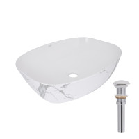 Раковина накладная Qtap Cardinal 500х380х140 мм, Marble, прямоугольная, с донным клапаном QTCAR188MR49826