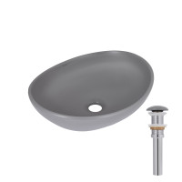 Раковина накладна Qtap Dove 415x340x140 мм, Stone grey, овальна, з донним клапаном QTDOV188SG49783