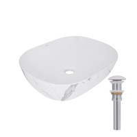 Раковина накладная Qtap Aquarius 470x380x120 мм, Marble, прямоугольная, с донным клапаном QTAQA188MR49782