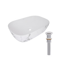 Раковина накладная Qtap Robin 600x390x150 мм, Marble, прямоугольная, с донным клапаном QTROB188MR49788