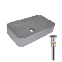 Раковина накладна Qtap Tern 610x350x135 мм, Stone grey, прямокутна, з донним клапаном QTTER188SG49789