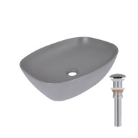 Раковина накладная Qtap Cardinal 500х380х140 мм, Stone grey, прямоугольная, с донным клапаном QTCAR188SG49824