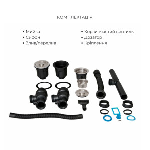 Комплект Lidz Handmade H7843 Мойка для кухни с двумя чашами интегрированная BlackPVD в комплекте с дозатором + Lidz K01B Корзина для кухонной мойки