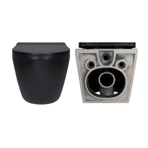 Комплект Qtap Robin Matt Black 2 в 1: унітаз підвісний  Ultra Quiet QT13332381АSMB + біде підвісне QT1355046FMB