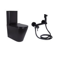 Комплект 2 в 1: унитаз напольный Qtap Scorpio Matt Black QT14226088AMB + набор гигиенического душа Lidz Aria Black LDARI110BLA43394