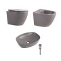 Комплект Qtap Robin Stone grey 3 в 1: підвісний унітаз Ultra Quiet + біде підвісне + раковина накладна QTROBSG49158