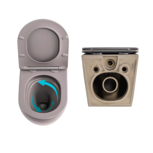 Комплект Qtap Robin Stone grey 3 в 1: підвісний унітаз Ultra Quiet + біде підвісне + раковина накладна QTROBSG49158