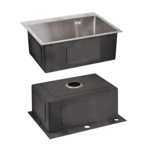 Акционный набор Lidz: мойка H5045 интегрированная Brushed Steel 3,0/1,0 мм + Смеситель Aria для кухни с гибким изливом (k35) Grey