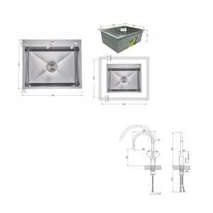Акционный набор Lidz: мойка H6050H интегрированная Decor Honeycomb 2,5/0,5 мм LDH6050DEC48370 + Смеситель Aria для кухни с гибким изливом (k35) Grey