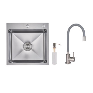 Акционный набор Lidz: мойка H5050H интегрированная Decor Honeycomb 2,5/0,5 мм LDH5050DEC48365 + Смеситель Aria для кухни с гибким изливом (k35) Grey