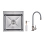 Акционный набор Lidz: мойка H5050H интегрированная Decor Honeycomb 2,5/0,5 мм LDH5050DEC48365 + Смеситель Aria для кухни с гибким изливом (k35) Grey