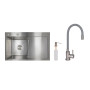 Акционный набор Lidz: мойка H7849R интегрированная крыло справа Brushed Steel 3,0/1,0 мм + Смеситель Aria для кухни с гибким изливом (k35) Grey