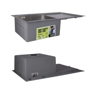 Акционный набор Lidz: мойка H7849R интегрированная крыло справа Brushed Steel 3,0/1,0 мм + Смеситель Aria для кухни с гибким изливом (k35) Grey