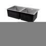 Акционный набор Lidz: мойка с двумя чашами интегрированная Brushed Steel 3,0/1,0 мм + Смеситель Aria для кухни с гибким изливом (k35) Grey