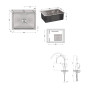 Акционный набор Lidz: мойка H6050 интегрированная Brushed Steel 3,0/1,0 мм + Смеситель Aria для кухни с гибким изливом (k35) Grey