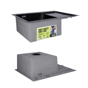 Акционный набор Lidz: мойка H6350BR интегрированная крыло справа Brushed Black PVD 3,0/1,0 мм + Смеситель Aria для кухни с гибким изливом (k35) Black