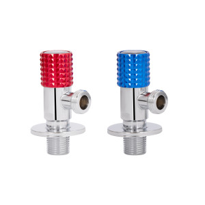 Комплект угловых кранов (круг, красный+синий) Thermo Alliance Standart 1/2"НН, нерж, хром, керам. букса TAS350W1515RB