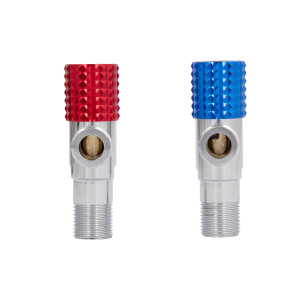 Комплект угловых кранов (круг, красный+синий) Thermo Alliance Standart 1/2"НН, нерж, хром, керам. букса TAS350W1515RB
