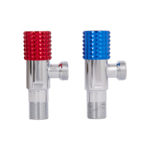 Комплект угловых кранов (круг, красный+синий) Thermo Alliance Standart 1/2"НН, нерж, хром, керам. букса TAS350W1515RB
