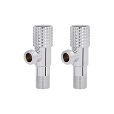Комплект угловых кранов Thermo Alliance Standart (круг, черный) 1/2"НН, нерж, хром, керам. букса TAS350W1515B