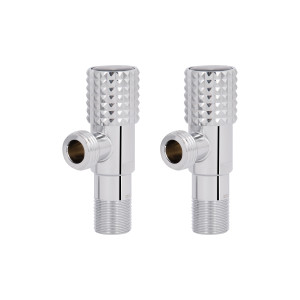 Комплект угловых кранов Thermo Alliance Standart (круг, черный) 1/2"НН, нерж, хром, керам. букса TAS350W1515B