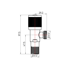 Комплект угловых кранов Thermo Alliance Standart (круг, черный) 1/2"НН, нерж, хром, керам. букса TAS350W1515B