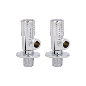 Комплект угловых кранов Thermo Alliance Standart (круг, черный) 1/2"НН, нерж, хром, керам. букса TAS350W1515B