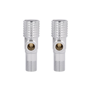 Комплект угловых кранов Thermo Alliance Standart (круг, черный) 1/2"НН, нерж, хром, керам. букса TAS350W1515B