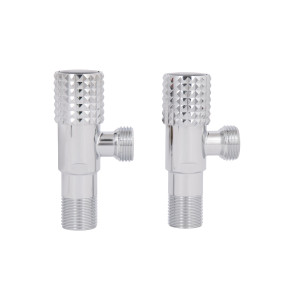 Комплект угловых кранов Thermo Alliance Standart (круг, черный) 1/2"НН, нерж, хром, керам. букса TAS350W1515B