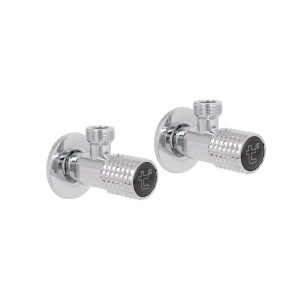 Комплект угловых кранов Thermo Alliance Standart (круг, черный) 1/2"НН, нерж, хром, керам. букса TAS350W1515B