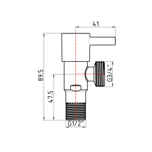 Кран угловой Thermo Alliance Standart  (палочка) 1/2"Нх3/4"Н, нерж, хром, керам. букса TAS349W1520