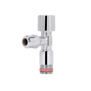 Кран угловой Thermo Alliance Forte вентельный 1/2"Нх3/8"Н с переходником M10, хром TAF341W159