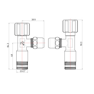 Кран угловой Thermo Alliance Forte вентельный 1/2"Нх3/8"Н с переходником M10, хром TAF341W159