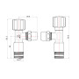 Кран угловой Thermo Alliance Forte вентельный 1/2"Нх3/8"Н с переходником M10, хром TAF341W159