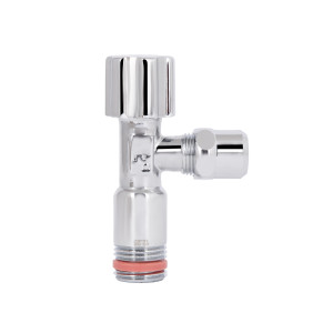 Кран угловой Thermo Alliance Forte вентельный 1/2"Нх3/8"Н с переходником M10, хром TAF341W159