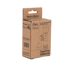 Кран угловой Thermo Alliance Forte вентельный 1/2"Нх3/8"Н с переходником M10, хром TAF341W159